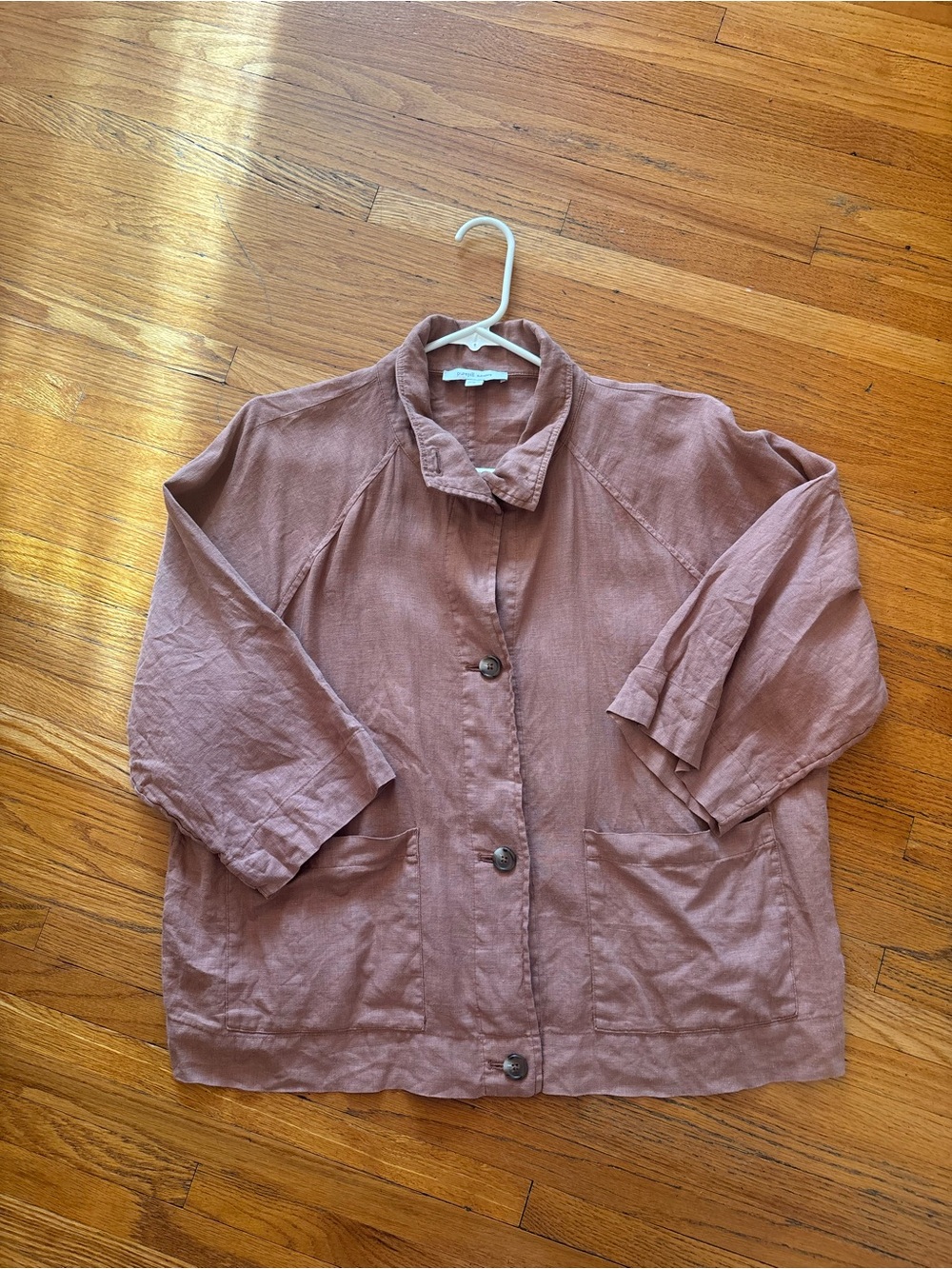 J Jill Women's Lagenlook Brown 100% Linen Pure Jill Elements Jacket